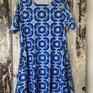 All For Color Blue and White Floral Midi Dress